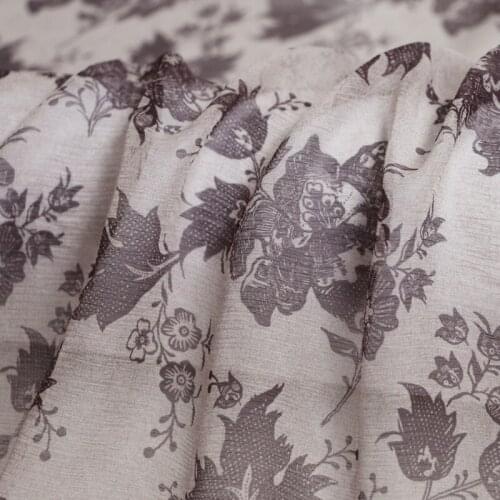 50cm*135cm Vintage Floral Silk Gauze Fabric 100%Silk Crepe Chiffon Fabric Textile For Dress Cloth Scarf