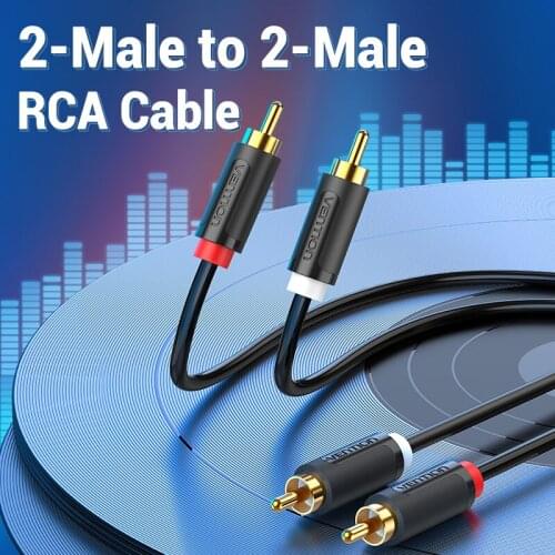 2RCA to 2 RCA Male to Male Audio Cable Gold-Plated black Dual audio cable for Home Theater