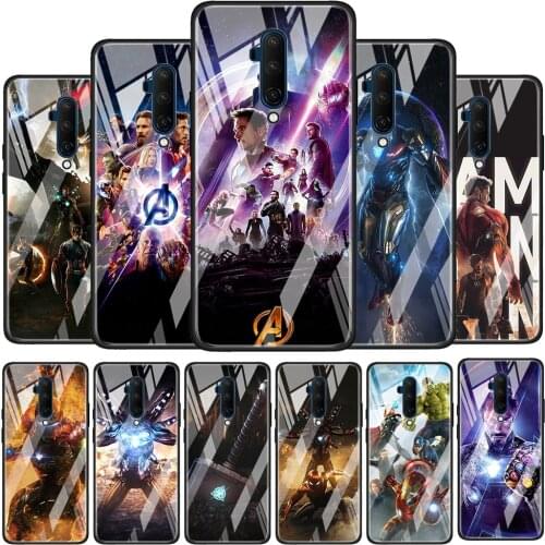 Iron Man Marvel Avengers Tempered Glass Cover For OnePlus Z 7 8 9 7T 8T 9R Nord 5G Pro Silicone Phone Case Coque
