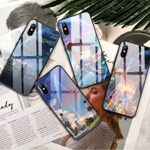 Anime Your Name Phone Case Tempered glass For iphone 11 12 PRO MAX X XS XR 5C 6 6S 7 8 plus