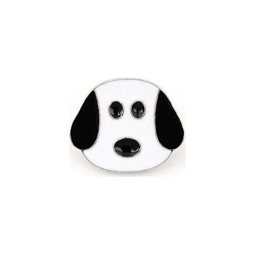 Black and white dogmetal enamel pin collar fun cartoon animal badge lapel brooch shirt jewelry gift