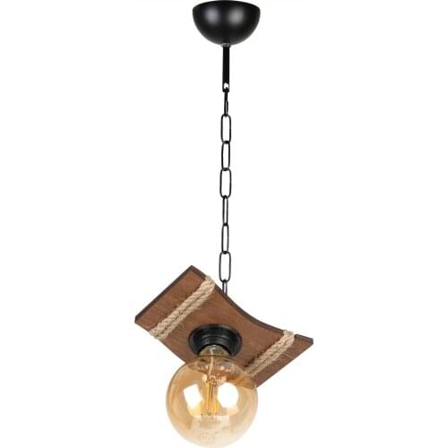 Wooden Chandelier New Design Single Lighting Wooden Chain Rope Chandelier Brown