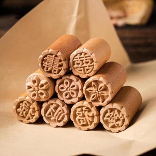 Wood Interesting Chinese Moon Cake Pastry Stamp Small Fondant Mold Wide Application for Home