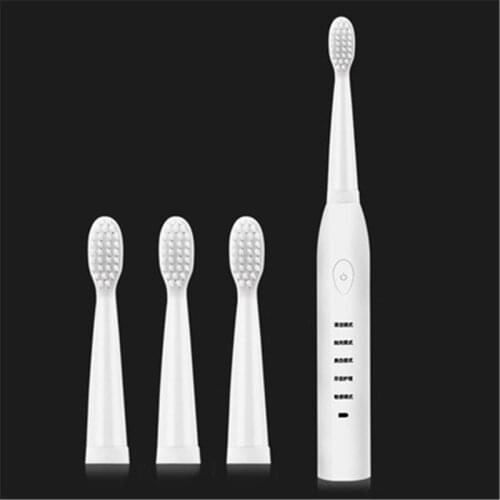 Electric Toothbrush Acoustic Wave USB Charging Adult Oral Hygiene Tooth Brush Waterproof Soft Toothbrush 4 Replace Heads