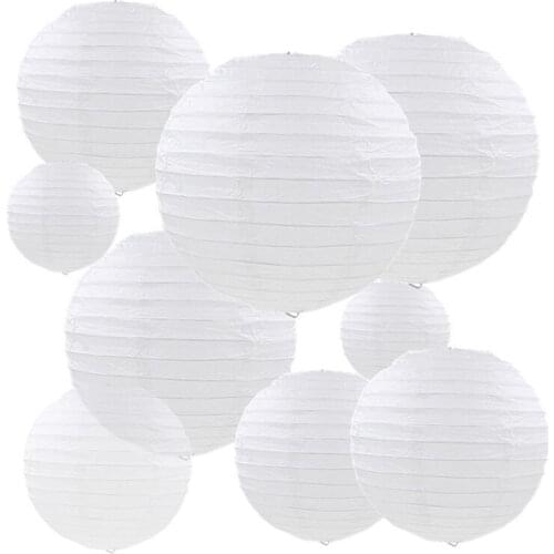 30 pcs 4"-12" White Paper Lanterns Chinese lanterns paper Wedding Baby shower Party Halloween Hanging Diy Decor Favor