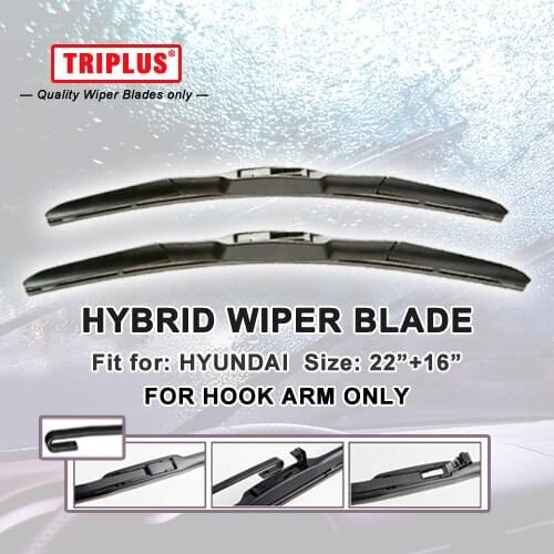 Hybrid Wiper Blade for Hyundai i10 (2007-Onwards) 1 set 22"+16", U HOOK Windscreen Wiper J HOOK Windshield Wipers