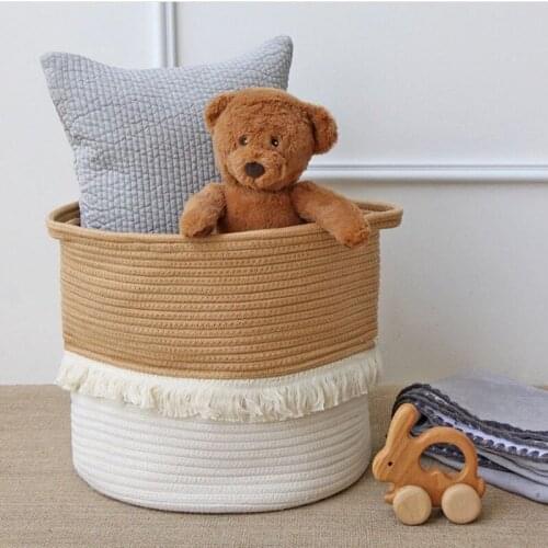 Cotton Rope Woven Storage Organizer for Dirty Laundry Clothes Baskets for Storage Nordic Kids Children Decorative Toy Basket