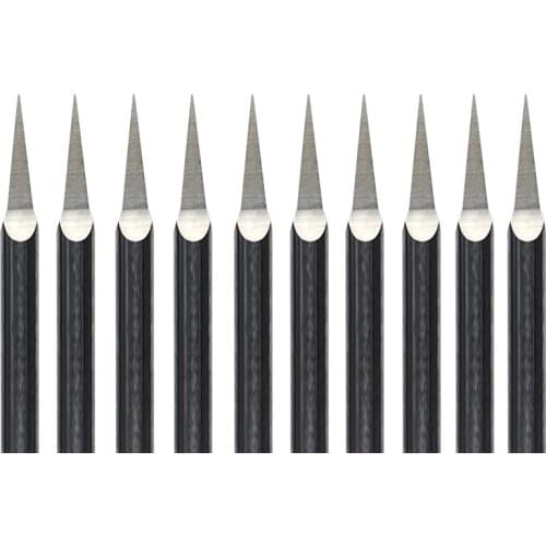 HUHAO 10pcs 3.175mm Dia., 15 Angle, 0.2mm Tip, 3 Edge Carbide Woodworking Tools, Engraving Bits for CNC Router Machine