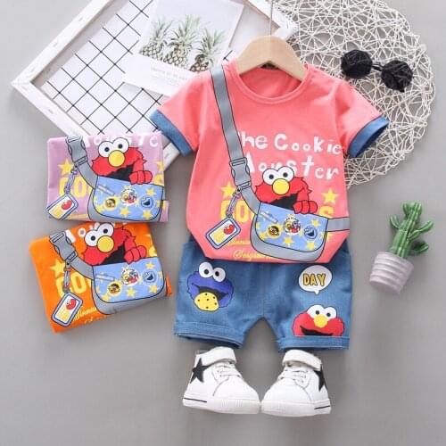 2pcs Baby Boy Clothing Set Cute Summer T-Shirt Cartoon Children Girls Out Shorts Suit for Kids Outfit Denim Outfit 1 2 3 4 Years