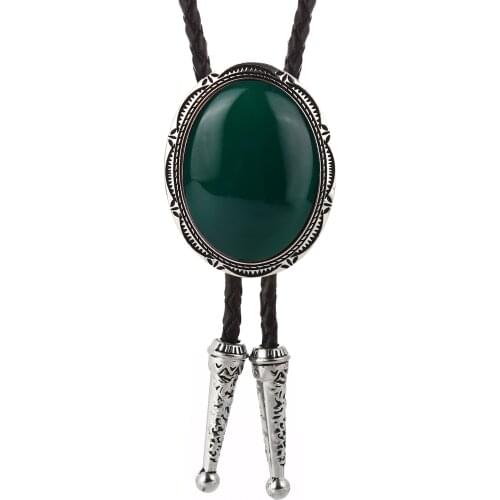 Western cowboy BOLO TIE natural agate stone leather collar rope ladies show costume accessories birthday banquet tie