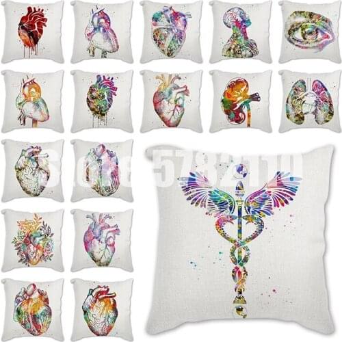Colorful heart Watercolor Pattern Cushions Pillowcase Polyester Cushion Cover Throw Pillow Sofa Decoration Pillowcover