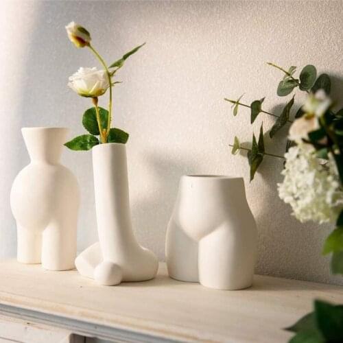 Creative Human Vase Ceramic Flower Vase Handicraft Furnishings Handmade Modern Home Decoration Flower Arrangement Sculpture