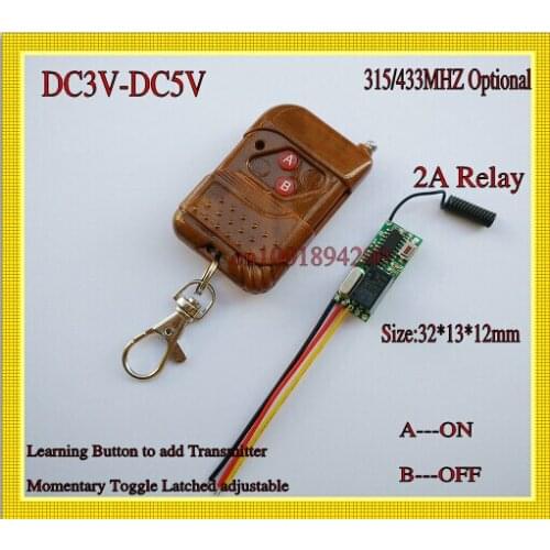 DC 3V 3.6V 3.7V 4.2V 4.5V 5V Micro Remote Control Switch Mini Size Relay Wireless Switch Small Remote Control ON OFF Switch