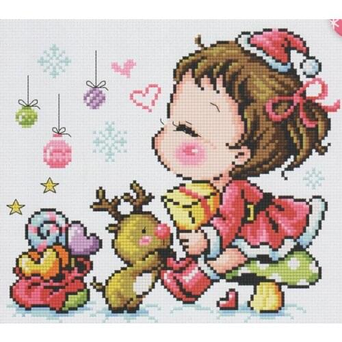 G Rabbit and fox with love cross stitch kit Animal cotton thread Love lock canvas stitching SODA 3192