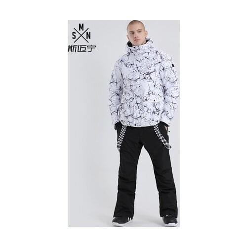 New SMN Ski Suit Adult Men Winter Waterproof Breathable Warm Snowboard Jacket Bibs Pants Wind Resistant Outdoor Snowboard Suit