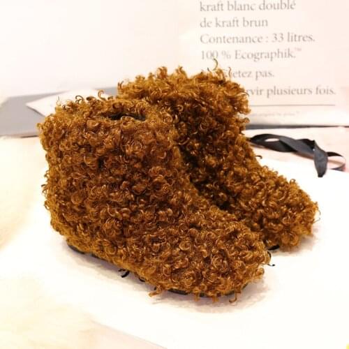 Winter New Lamb Hair Curly Women Snow Boots Non-slip Slip on Ladies Winter Shoes Warm Woolen Womens Wedge Boots