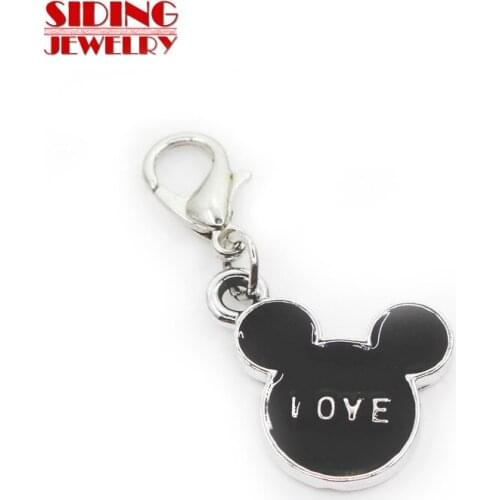 New Aarrival 10pcs/lot Love Mickey Head Dangle Charms Hanging Lobster Clasp Charm DIY Jewelry Accessories Necklace Pendant