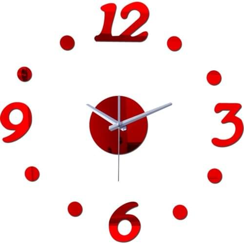 New real special diy abs plastic room clocks watch Mirror wall clock quartz circular brief acrylic needle