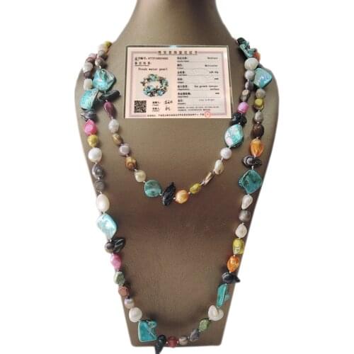 Baroque freshwater pearl necklace,100% nature FRESHWATER PEARL NECKLACE,120 CM ,very fashion colors pearls,baroque shape pearl