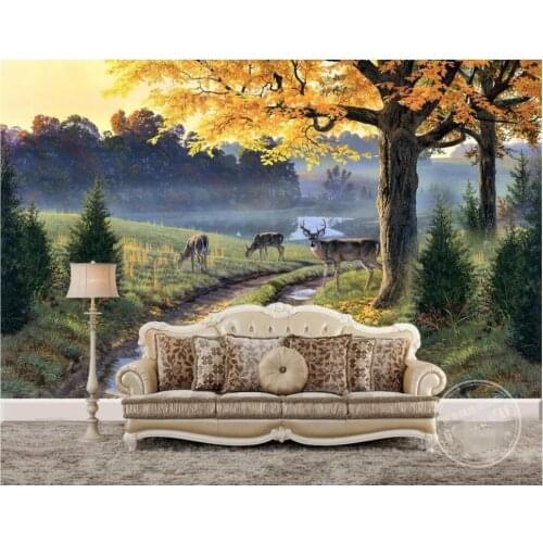 Custom photo 3d wallpaper European oil painting rural scenery elk home decor living room 3d wall murals wallpaper for walls 3 d