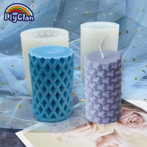 Mesh Honeycomb Cylindrical Candle Silicone Mold For DIY Handmade Crafts Candle Aromatherapy Plaster Soap Resin Making Mould