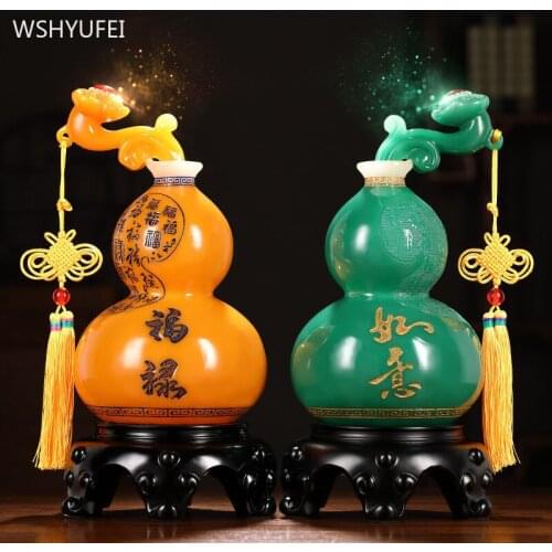 Chinese Style Resin Gourd Sculpture Ornaments Home TV Cabinet Desktop Lucky Money Decoration Opening Auspicious Gift Crafts