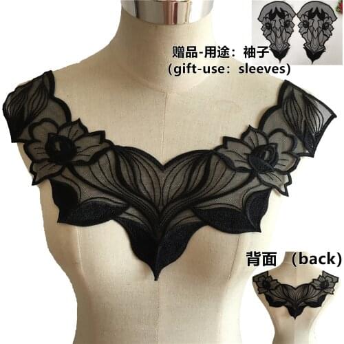 High quality Black Venice Lace Fabric Dress Applique Shirt Lace Sewing Accessories DIY Neckline Clothing Decoration Accessories