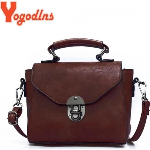 Yogodlns Vintage Leather Female Top-handle Bags Small Women Shoulder Bag Crossbody Messenger Bag Casual Handbags