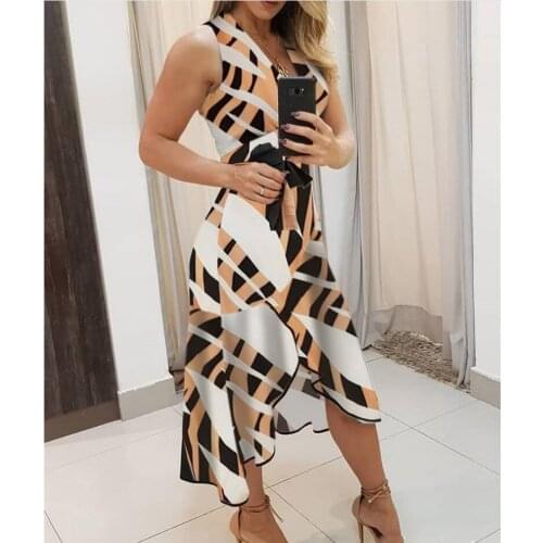 2021 New Casual Rhombus Womens Dress Sashes Button Long Sleeve Ladies Spring Summer Midi Dresses