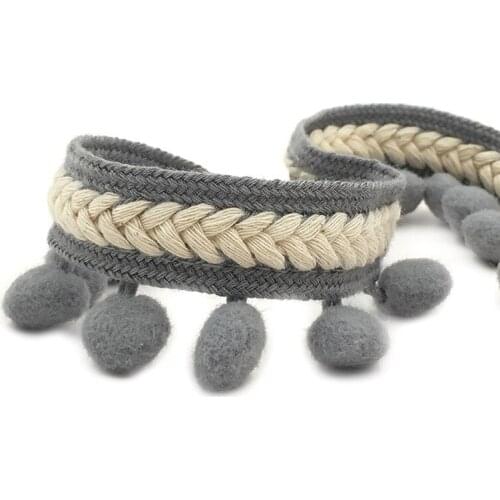 1 Meter Weave Lace Ribbon Pom Pom Trim Ball Pompom Fringe Sewing Accessories Handmade Kintted DIY Craft Material