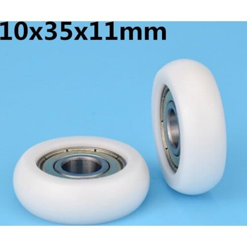 1Pcs 10x35x11 mm Nylon Plastic Wheel With Bearings Rolling machine parts wheels POM bearing