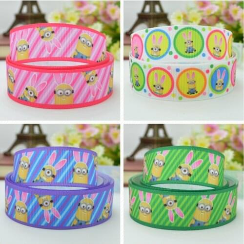 10 Yards 22mm 7/8" Easter eggs rabbit cartoon Printed grosgrain ribbon hair bow Headwear DIY hair accessories retail B0929