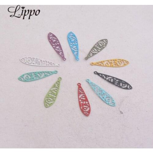 100pcs AC8008 5*22mm Oval Charms Filigree Painted Baseball Bat Shape Pendants DIY jewelry parts