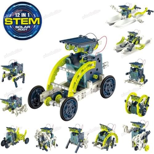 12 in 1 Solar Powered Robot DIY Assembled Kit Science Educational STEM Robot Building Set Toys For Children Boys and Girls Gifts