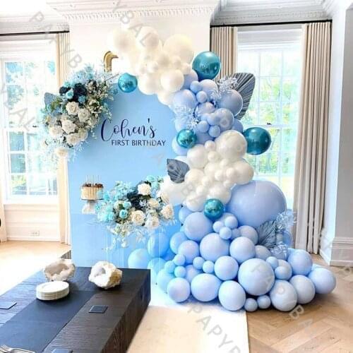 138pcs Blue Arch Garland Kit Birthday Balloons Set DIY Metallic Chrome Baloon Party Decors Wedding Baby Shower Globos Supplies