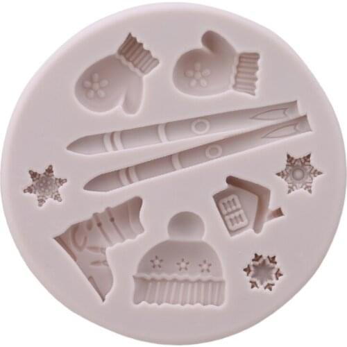 3D Sled Snow Boots Shape Silicone Cake Mold For DIY Fondant Chocolate Baking Molds Christmas Cake Decorating Tools