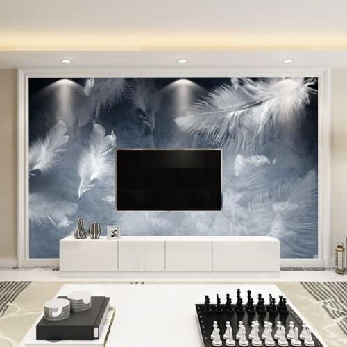 3D Stereo Tv Background Wall Paper Simple Modern Bedside Sofa Living Room Wallpaper Bedroom Feather Wall Covering Decoration