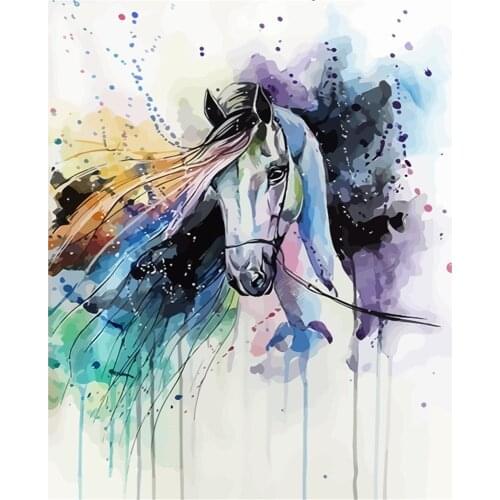 Abstract Horse Animal Printed Fabric 11CT Cross-Stitch DIY Embroidery Patterns DMC Threads Needlework Handiwork Package