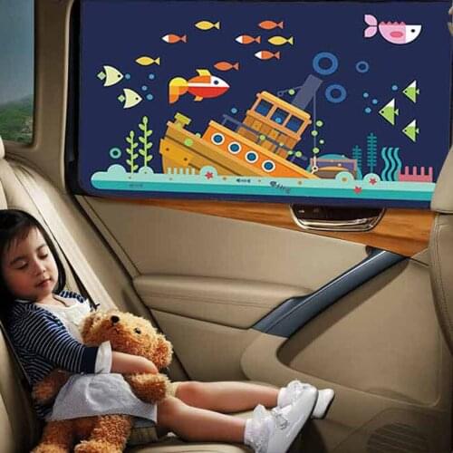 Car Sun Shade Universal Cartoon Cute Pattern Strong Magnetic Sun Shade Curtain Cover to Prevent Direct Sunlight Anti-UV