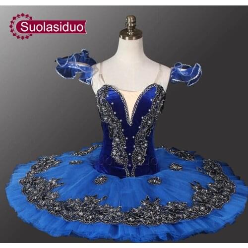 Velvet Blue Bird Ballet Tutu Black Swan Ballet Tutu Professional Ballet Tutu For Competition Stage Performance SD0013