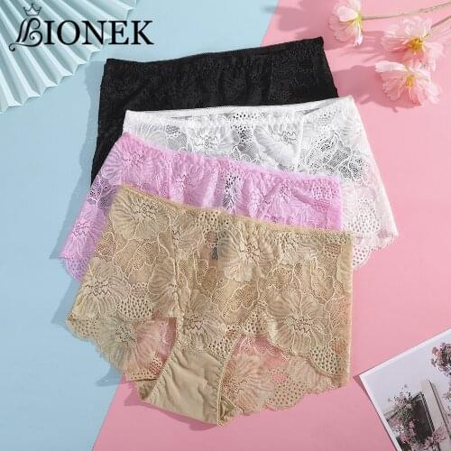 BIONEK Lace Women Pantie Sexy Briefs Soft Underwear Seamless Panty Breathable Transparent Fashion Underpants Ultra Thin Lingerie