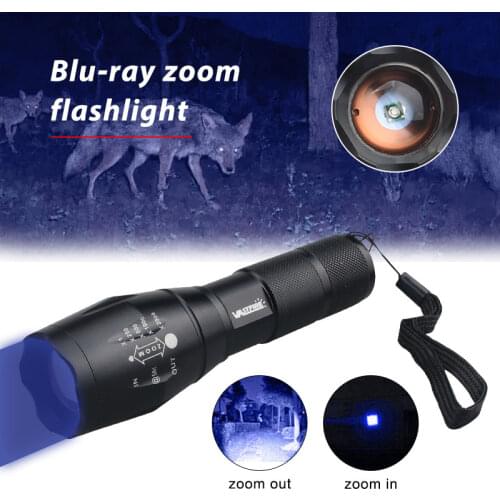 Blu-ray Zoomable 610NM Torch Outdoor Light Waterproof Hunting Fishing Lantern Portable Flashlight 1 Mode+18650+USB Charger