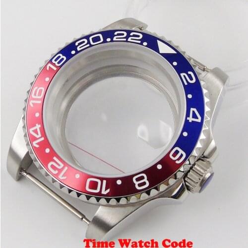 40mm Mens Wristwatch Case parts fit for NH35 NH36 automatic movement sapphire glass black ceramic bezel insert magnifier