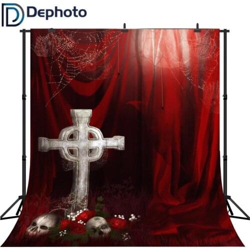 Dephoto Photography Background Horror Skull Roses Spider Web Photo Backdrops Halloween Theme Photography Studio Background