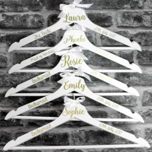 Personalised name date printed Wooden wedding bridesmaid bride dress hangers Bridal shower Hanger party gifts favors