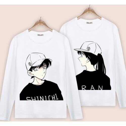 Detective Conan Cosplay T Shirt Conan Edogawa Spring Autumn Long Sleeve T-shirt Kudou Shinichi Cartoon Top Tee Cosplay Costume