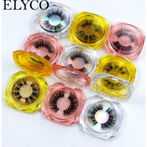 Elyco Makeup Eyelashes 5D Mink Lashes Crystal Square Box False Eyelashes Wispy Natural long Eye Lashes Reusable Eyelash