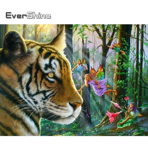 Evershine Diamond Embroidery Tiger Animals Diamond Painting Fantasy 5D DIY Hobby Picture Of Rhinestones Mosaic Art Wall Decor