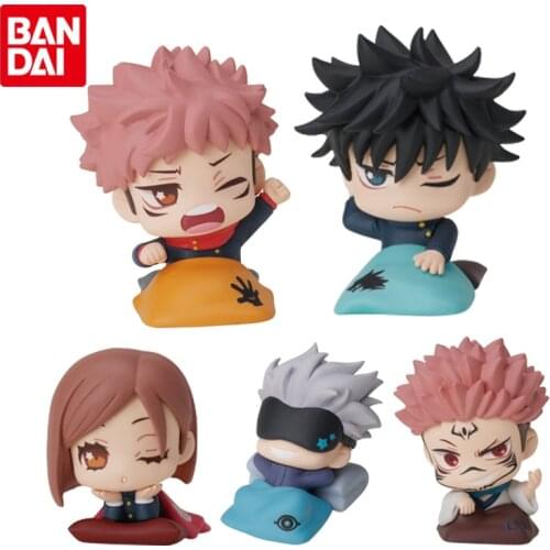 Bandai Genuine Gashapon Jujutsu Kaisen Sleeping Doll Ornaments Itadori Yuji Gojo Satoru Anime Action Figure Model Gacha Toys