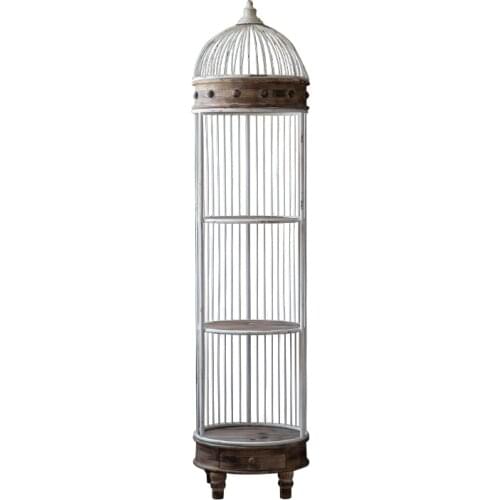 Good texture, American style retro iron bird cage, creative personality, solid wood living room, balcony decorative flow